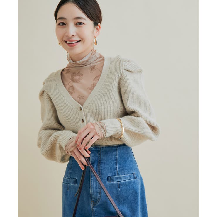 パワショルボリュームスリーブ片畦Vネックカーディガン | VIS  | 詳細画像5 