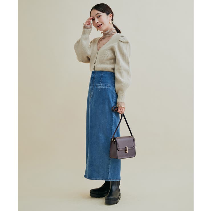 パワショルボリュームスリーブ片畦Vネックカーディガン | VIS  | 詳細画像7 