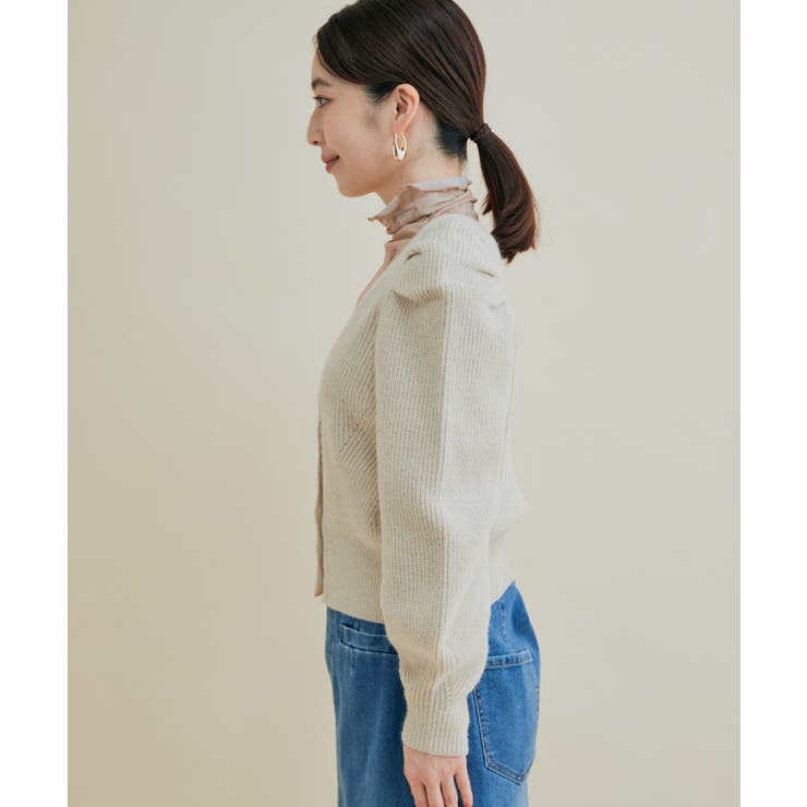 パワショルボリュームスリーブ片畦Vネックカーディガン | VIS  | 詳細画像9 