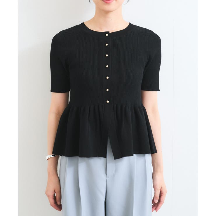 【アンチピリング】ペプラムハーフスリーブニットカーディガン | VIS  | 詳細画像12 