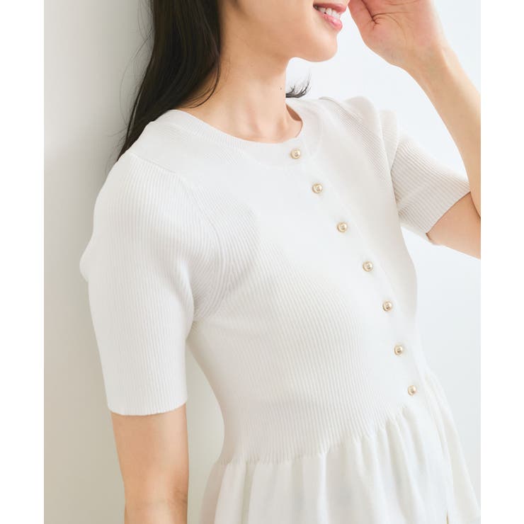 【アンチピリング】ペプラムハーフスリーブニットカーディガン | VIS  | 詳細画像5 