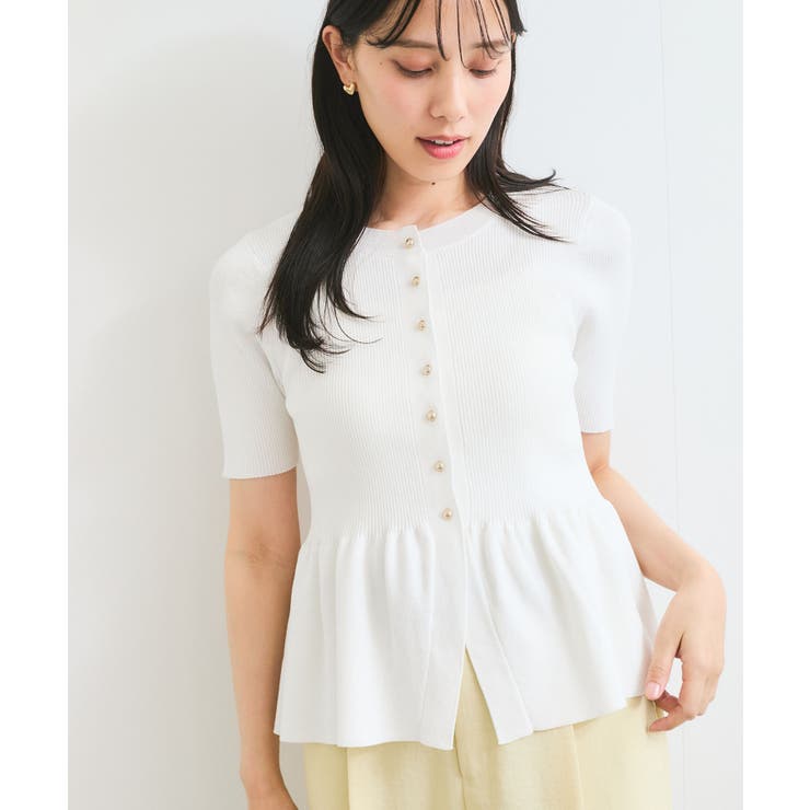 【アンチピリング】ペプラムハーフスリーブニットカーディガン | VIS  | 詳細画像6 