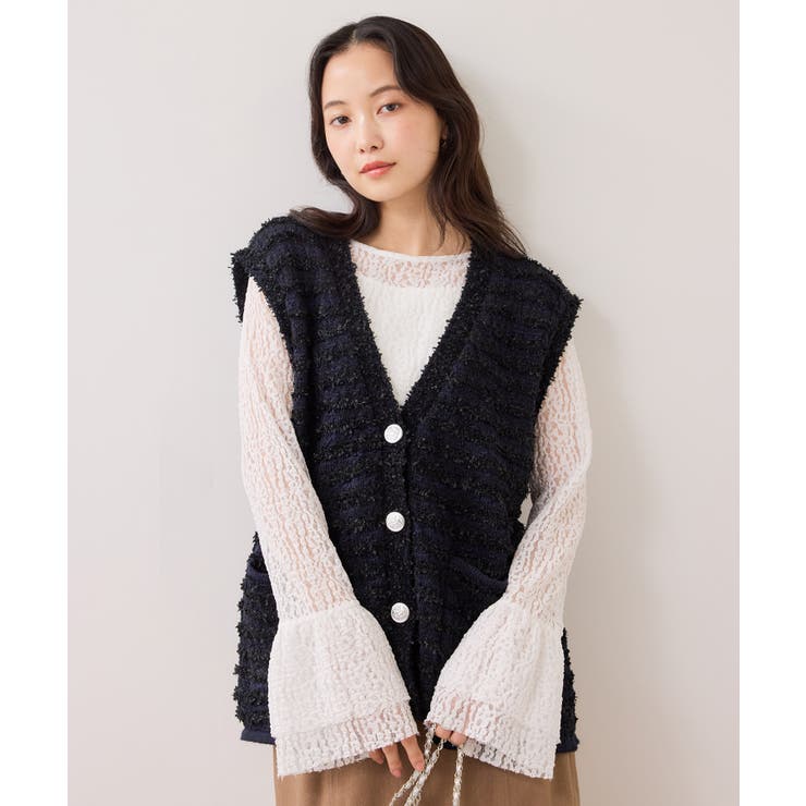 ネイビー系(41) | ツイードニットベスト/イージーケア | VIS 