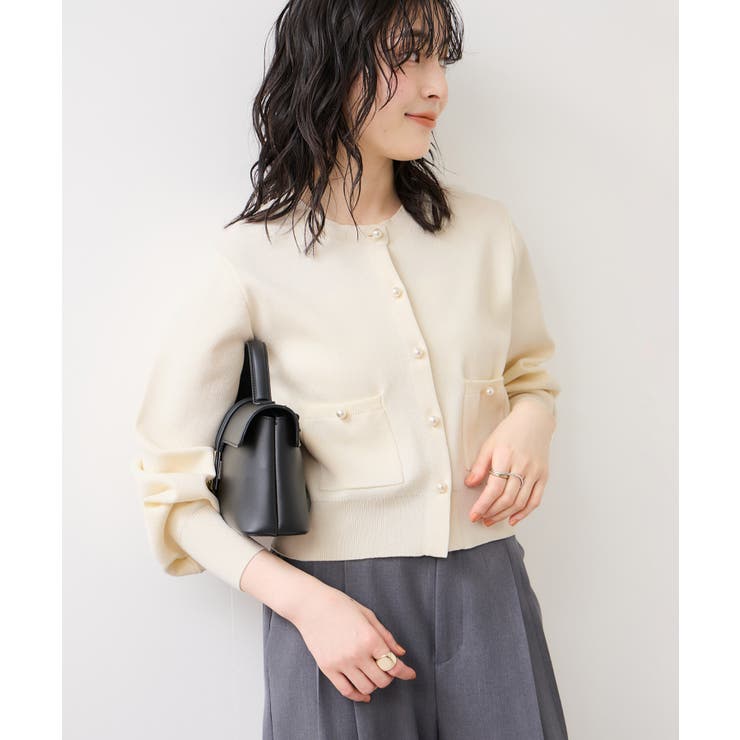 オフホワイト(15) | パールボタンカーディガン | VIS 