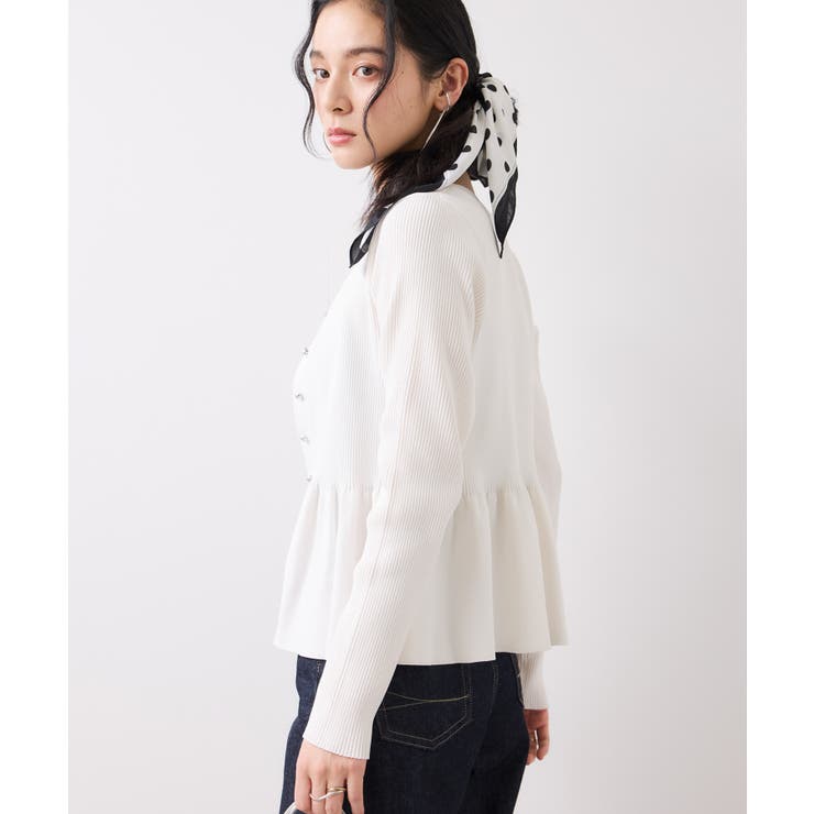 【美得】ペプラムニットカーディガン/イージーケア | VIS  | 詳細画像4 