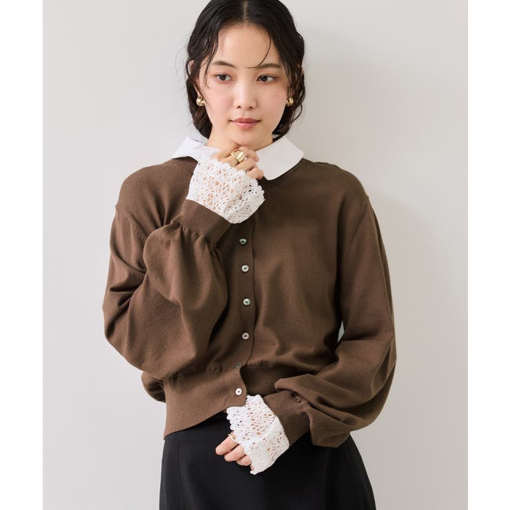 レースカフスドッキングニットカーディガン | VIS  | 詳細画像11 