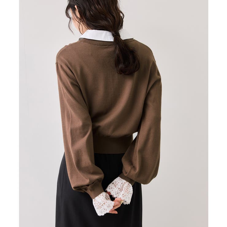 レースカフスドッキングニットカーディガン | VIS  | 詳細画像12 