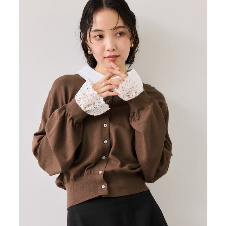 レースカフスドッキングニットカーディガン | VIS  | 詳細画像13 
