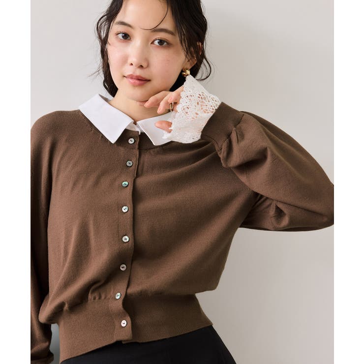 レースカフスドッキングニットカーディガン | VIS  | 詳細画像14 