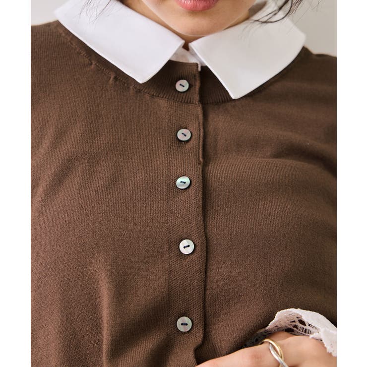 レースカフスドッキングニットカーディガン | VIS  | 詳細画像16 