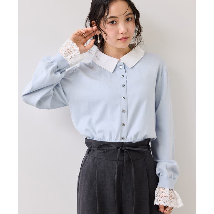 レースカフスドッキングニットカーディガン | VIS  | 詳細画像23 