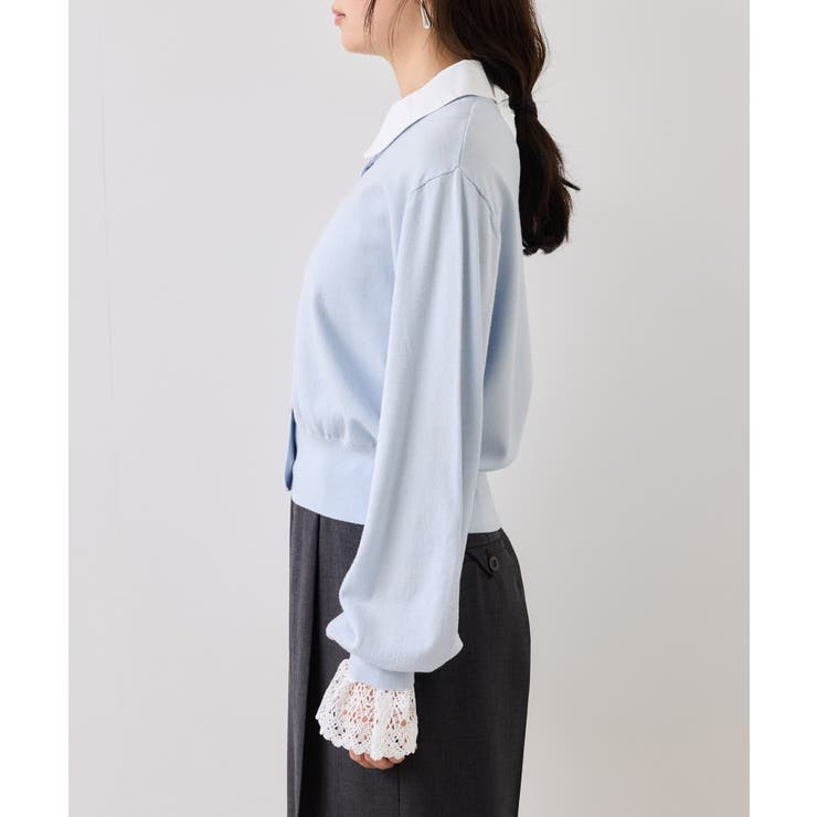 レースカフスドッキングニットカーディガン | VIS  | 詳細画像25 