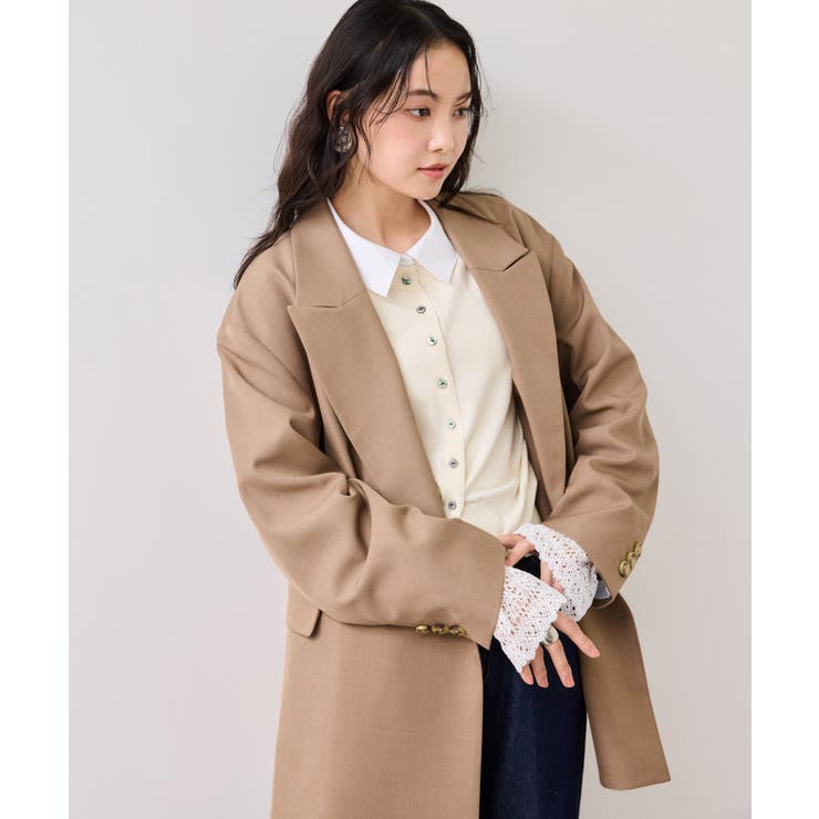 レースカフスドッキングニットカーディガン | VIS  | 詳細画像8 