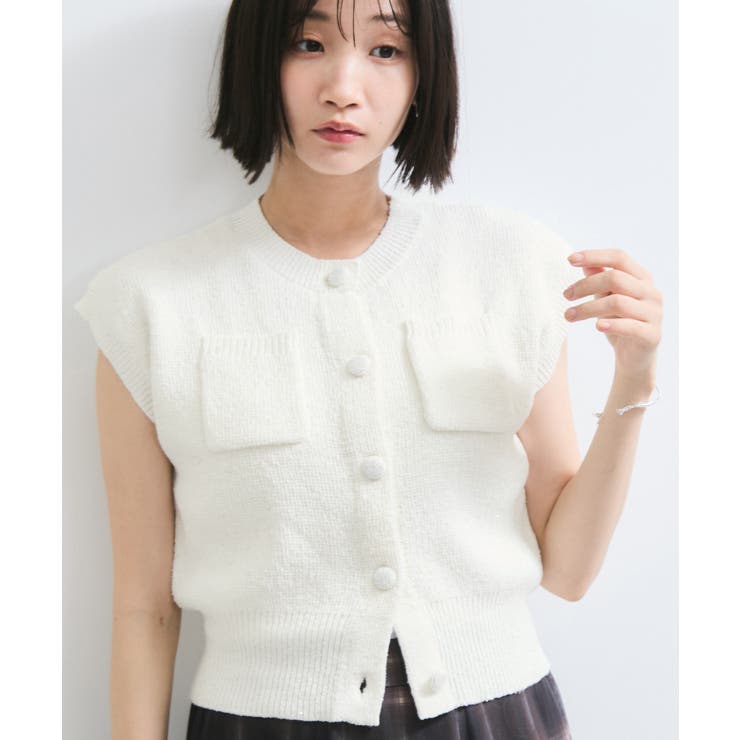 くるみ釦ニットトップスカーデ/洗える | VIS  | 詳細画像13 