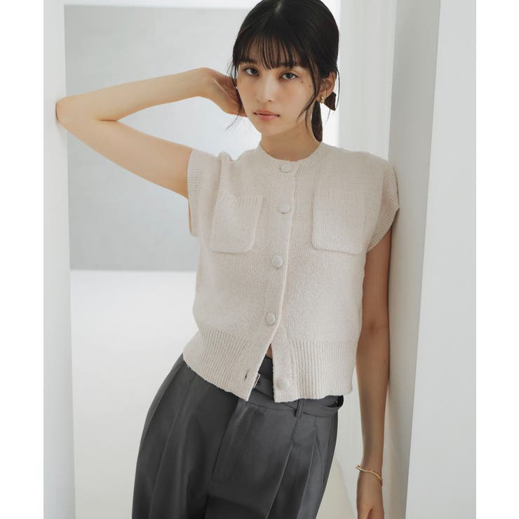 くるみ釦ニットトップスカーデ/洗える | VIS  | 詳細画像4 