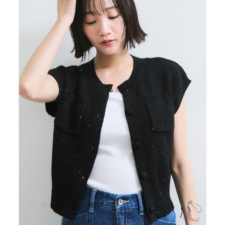 くるみ釦ニットトップスカーデ/洗える | VIS  | 詳細画像9 