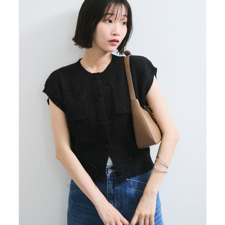 ブラック系(02) | くるみ釦ニットトップスカーデ/洗える | VIS 