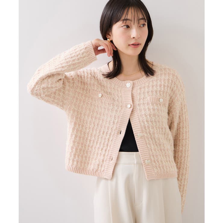 ファンシーツイードメタルボタンカーディガン | VIS  | 詳細画像3 