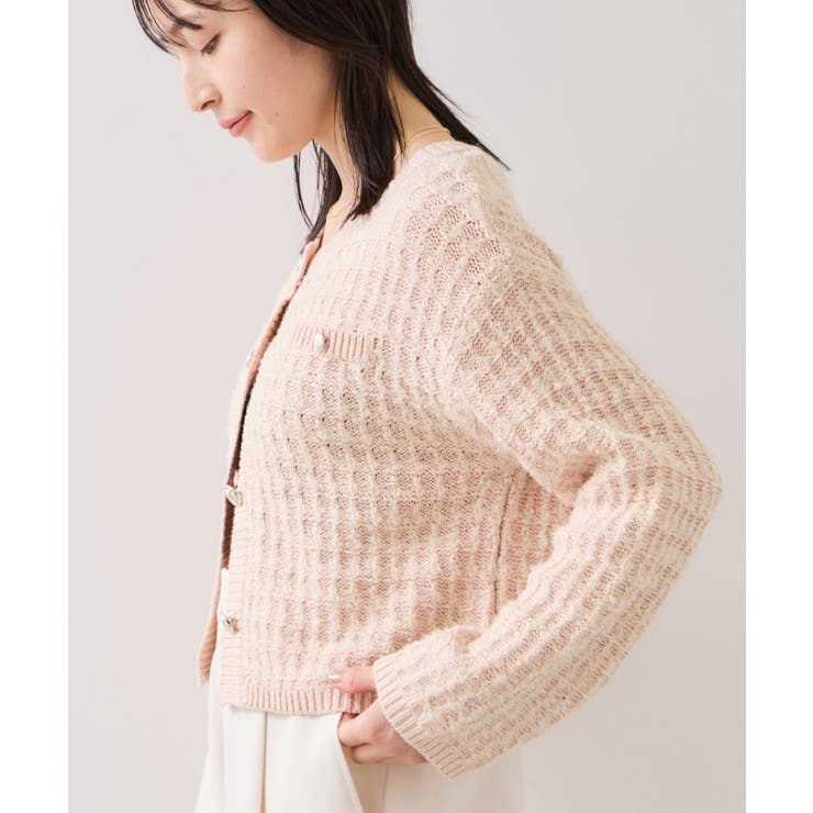 ファンシーツイードメタルボタンカーディガン | VIS  | 詳細画像4 