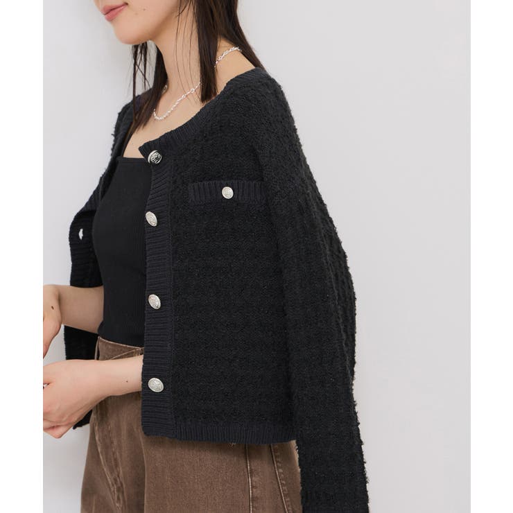 ファンシーツイードメタルボタンカーディガン | VIS  | 詳細画像8 