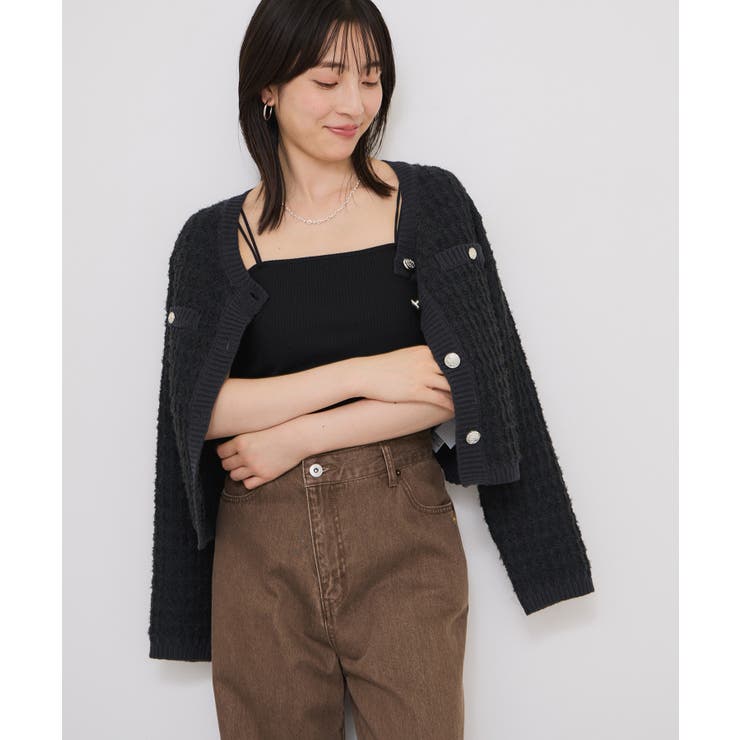 ファンシーツイードメタルボタンカーディガン | VIS  | 詳細画像9 