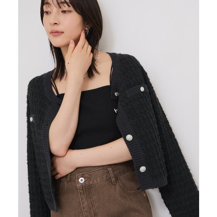 ネイビー系(41) | ファンシーツイードメタルボタンカーディガン | VIS 