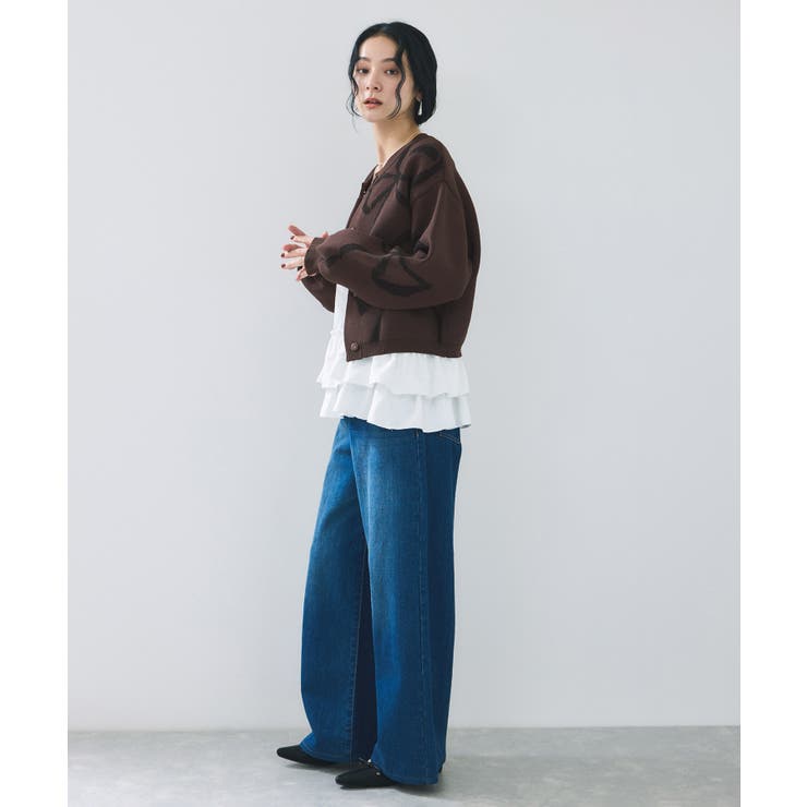 リボンモチーフジャガードカーディガン/イージーケア | VIS  | 詳細画像12 