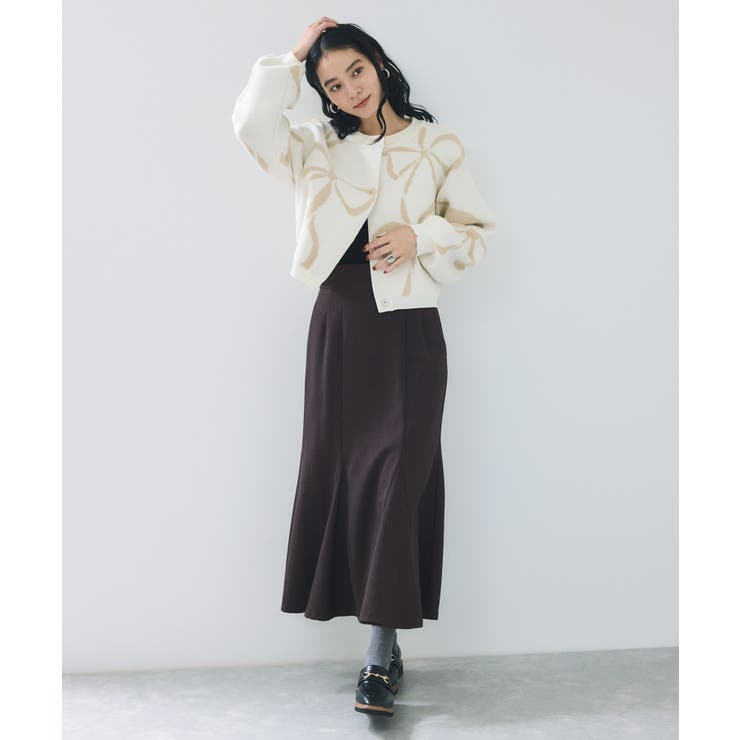 リボンモチーフジャガードカーディガン/イージーケア | VIS  | 詳細画像16 