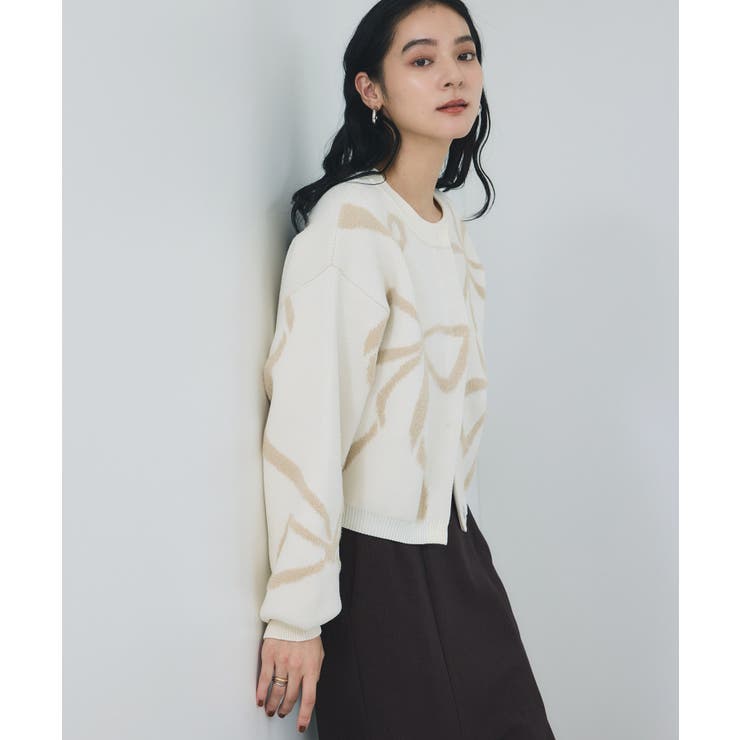 リボンモチーフジャガードカーディガン/イージーケア | VIS  | 詳細画像19 