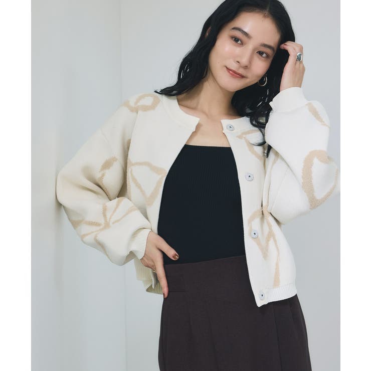 リボンモチーフジャガードカーディガン/イージーケア | VIS  | 詳細画像20 