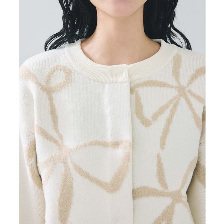 リボンモチーフジャガードカーディガン/イージーケア | VIS  | 詳細画像25 