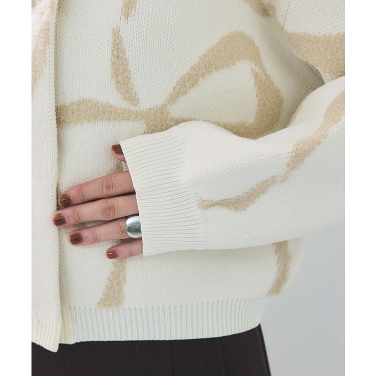 リボンモチーフジャガードカーディガン/イージーケア | VIS  | 詳細画像28 