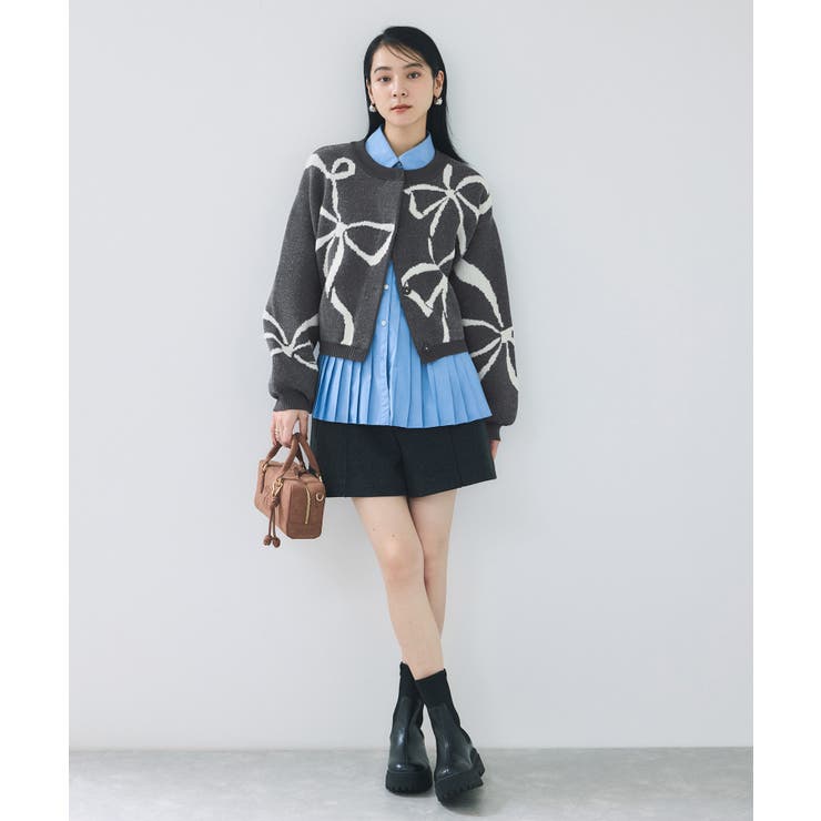 リボンモチーフジャガードカーディガン/イージーケア | VIS  | 詳細画像6 