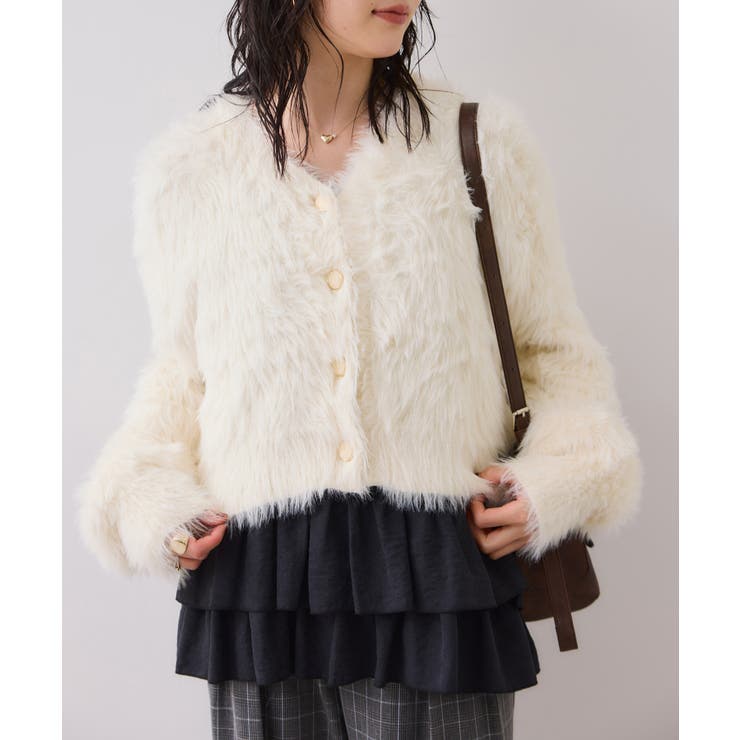 ラビットライクVネックカーディガン/イージーケア・WEB限定カラー | VIS  | 詳細画像1 