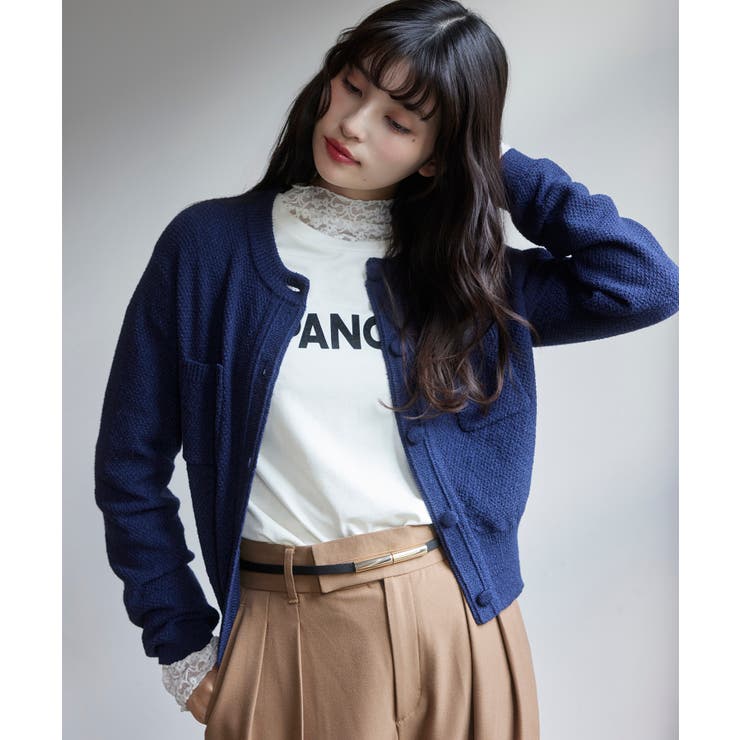 ネイビー(40) | くるみ釦ニットカーディガン | VIS 