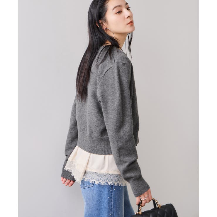 衿ファー取り外しカーディガン | VIS  | 詳細画像10 