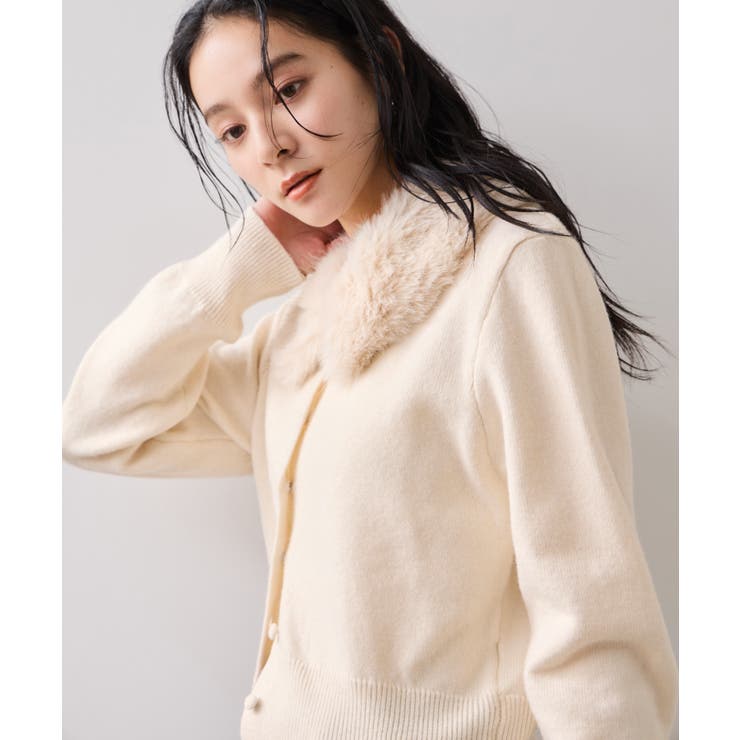 衿ファー取り外しカーディガン | VIS  | 詳細画像15 