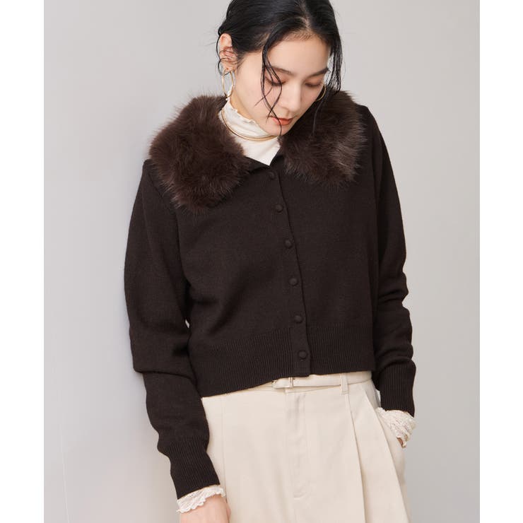 衿ファー取り外しカーディガン | VIS  | 詳細画像17 