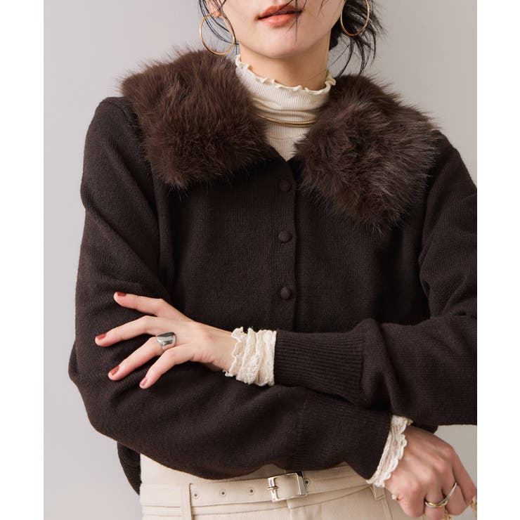 衿ファー取り外しカーディガン | VIS  | 詳細画像18 