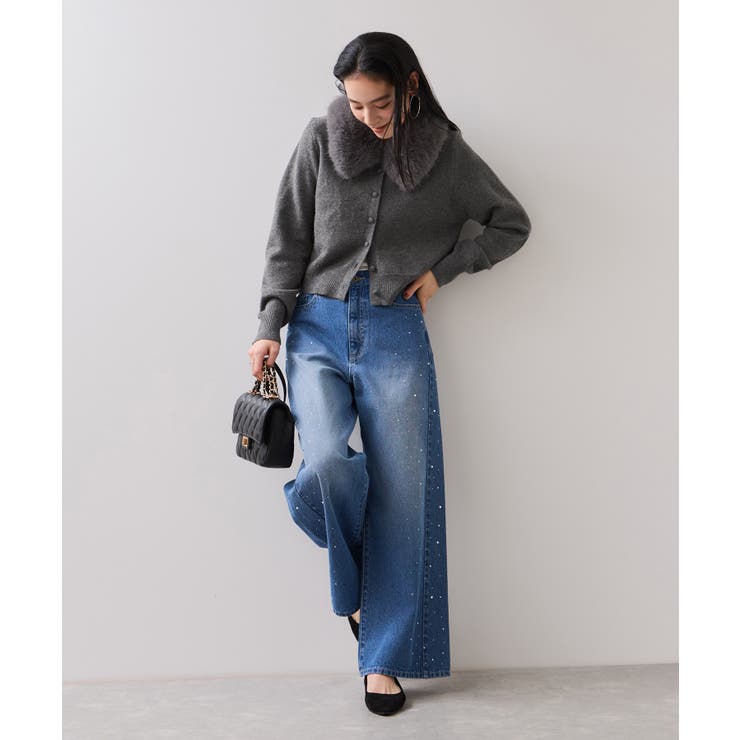 衿ファー取り外しカーディガン | VIS  | 詳細画像3 