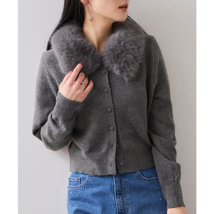 衿ファー取り外しカーディガン | VIS  | 詳細画像4 