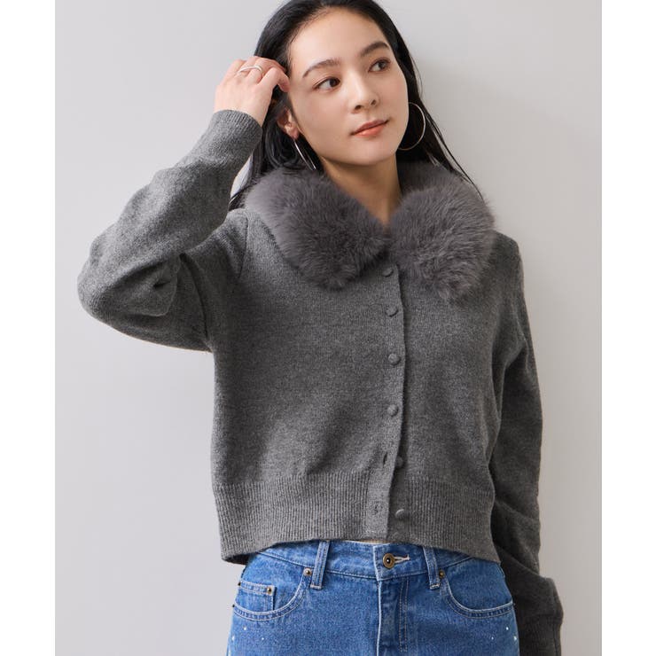 衿ファー取り外しカーディガン | VIS  | 詳細画像5 