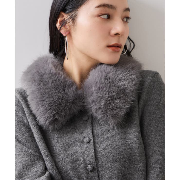 衿ファー取り外しカーディガン | VIS  | 詳細画像7 