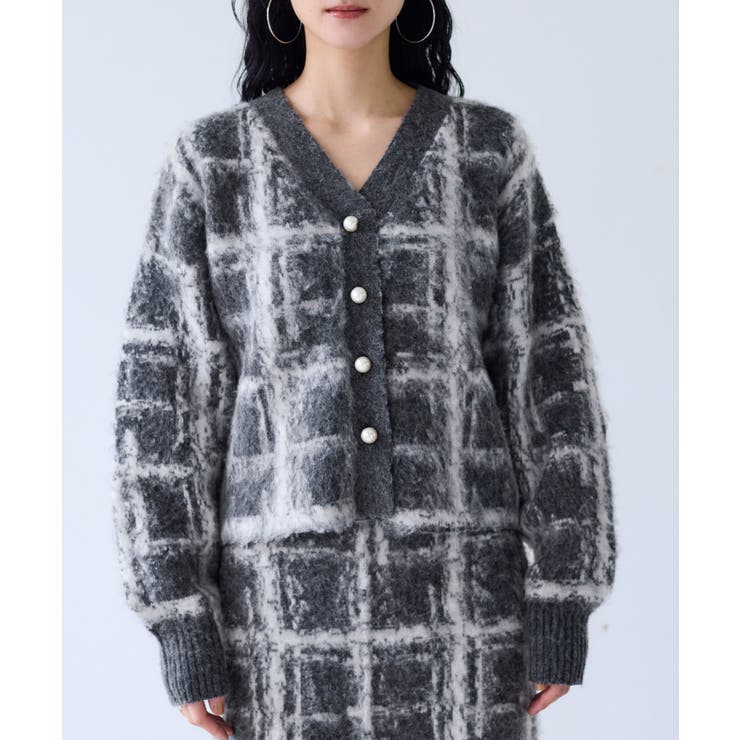 チェックアソートシャギーニットカーディガン/セットアップ対応 | VIS  | 詳細画像26 