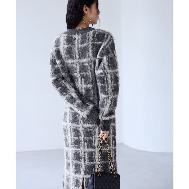 チェックアソートシャギーニットカーディガン/セットアップ対応 | VIS  | 詳細画像4 