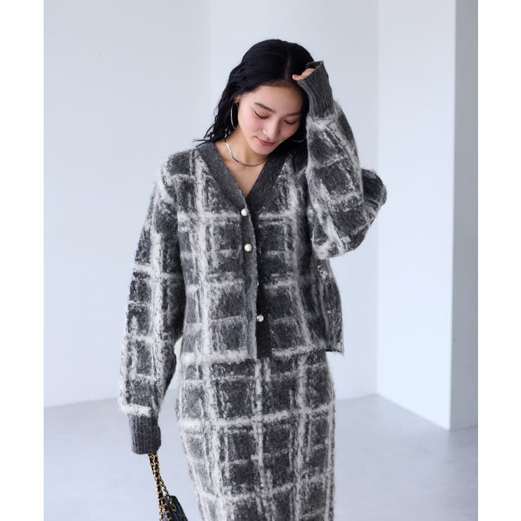 チェックアソートシャギーニットカーディガン/セットアップ対応 | VIS  | 詳細画像5 