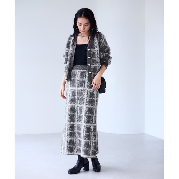 チェックアソートシャギーニットカーディガン/セットアップ対応 | VIS  | 詳細画像6 