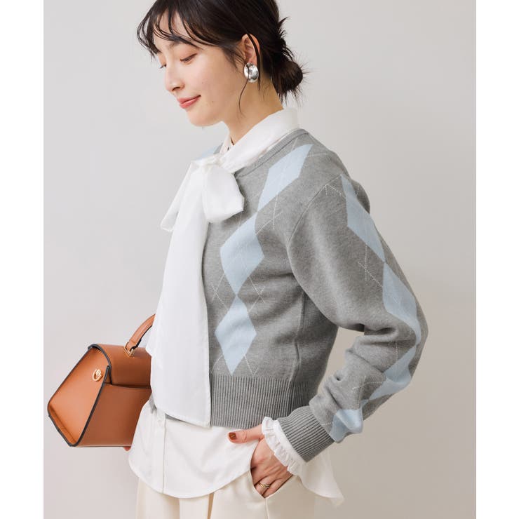 ライトグレー(08) | アーガイルカーディガン | VIS 