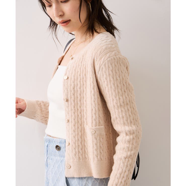 モールベロアケーブルカーディガントップス/イージーケア | VIS  | 詳細画像1 