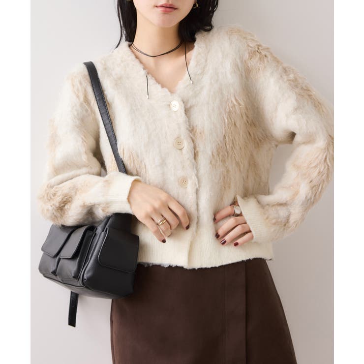 アート柄ジャガード起毛ニットカーディガン/イージーケア | VIS  | 詳細画像1 